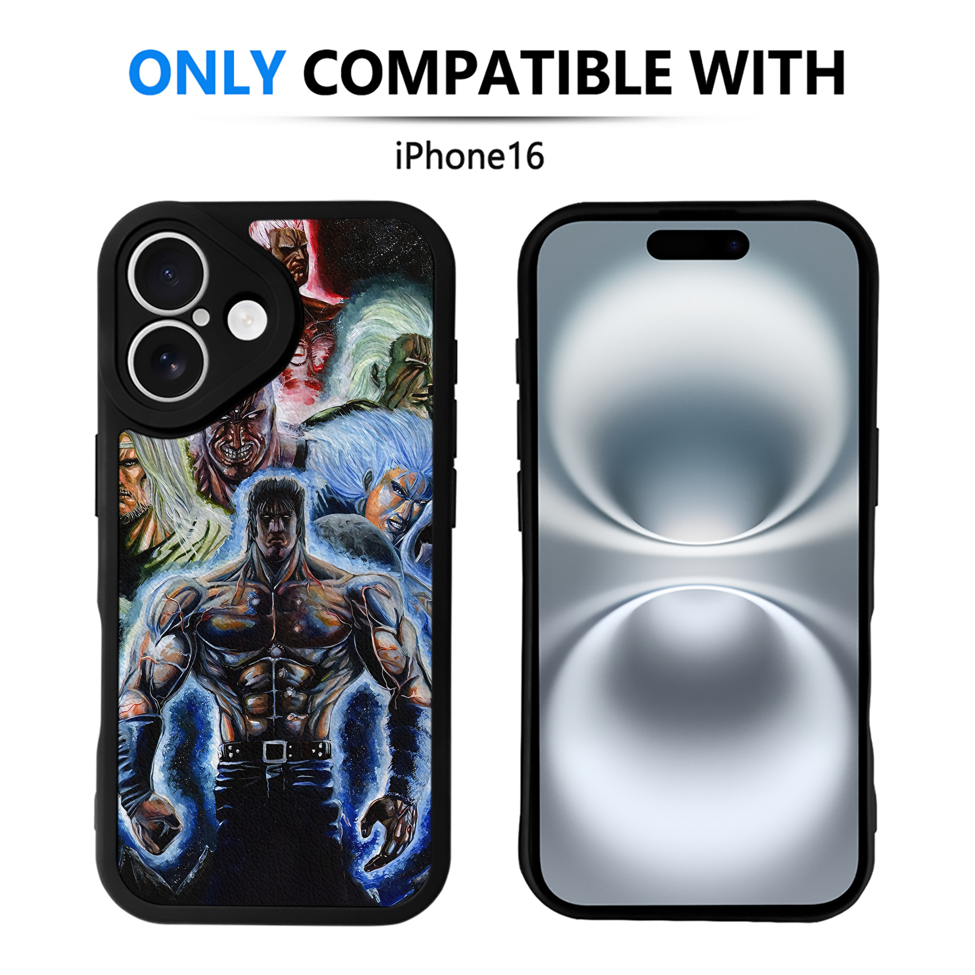 （画像用） 北斗の拳 Fist of the North Star 【iPhone 16シリーズ対応】シリコンスマホケース（レザー調） 材質：シリコン